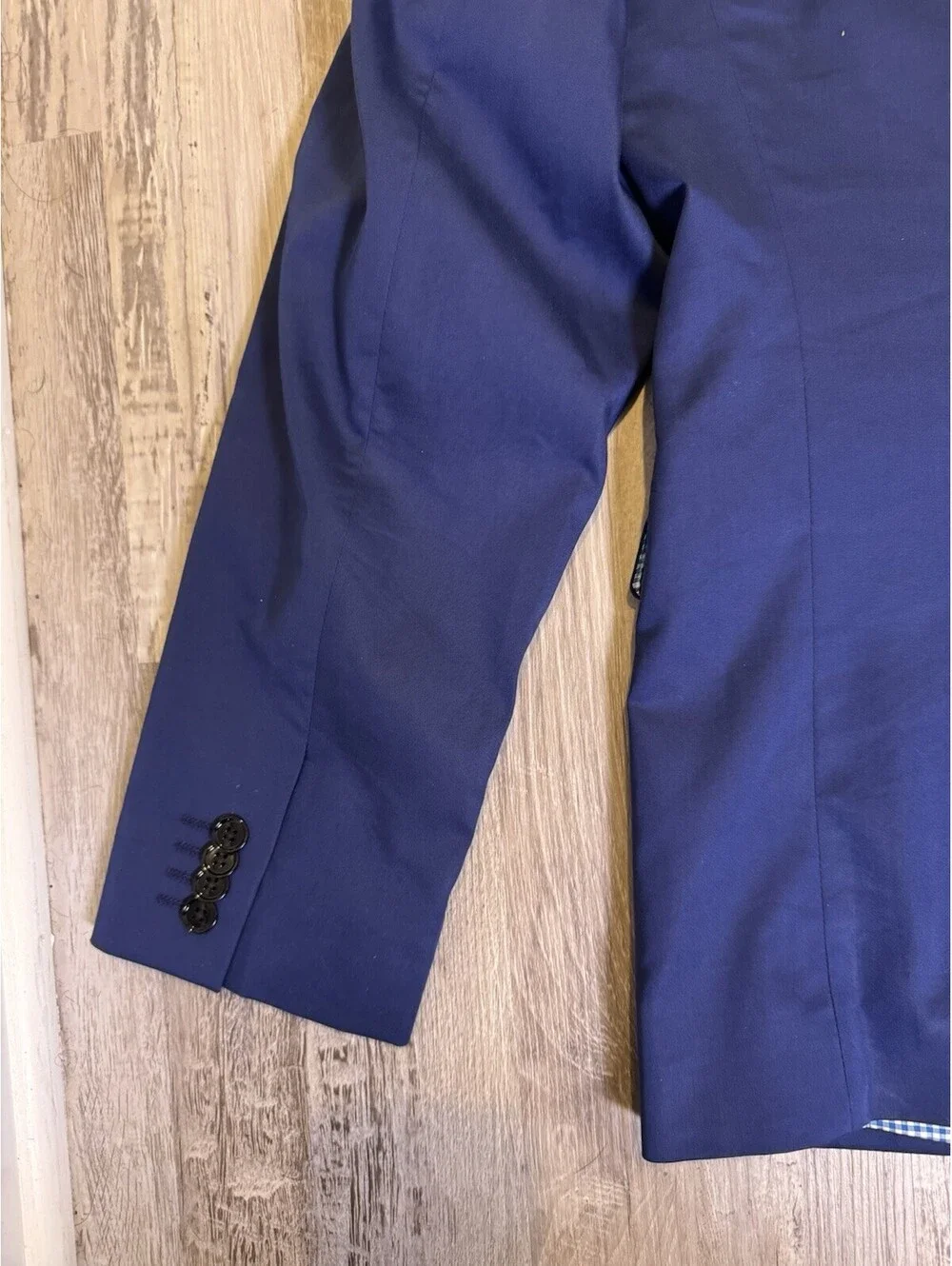 Express Photographer Men’s 42R Fitted Blue Blazer Cotton Stretch 2 Button